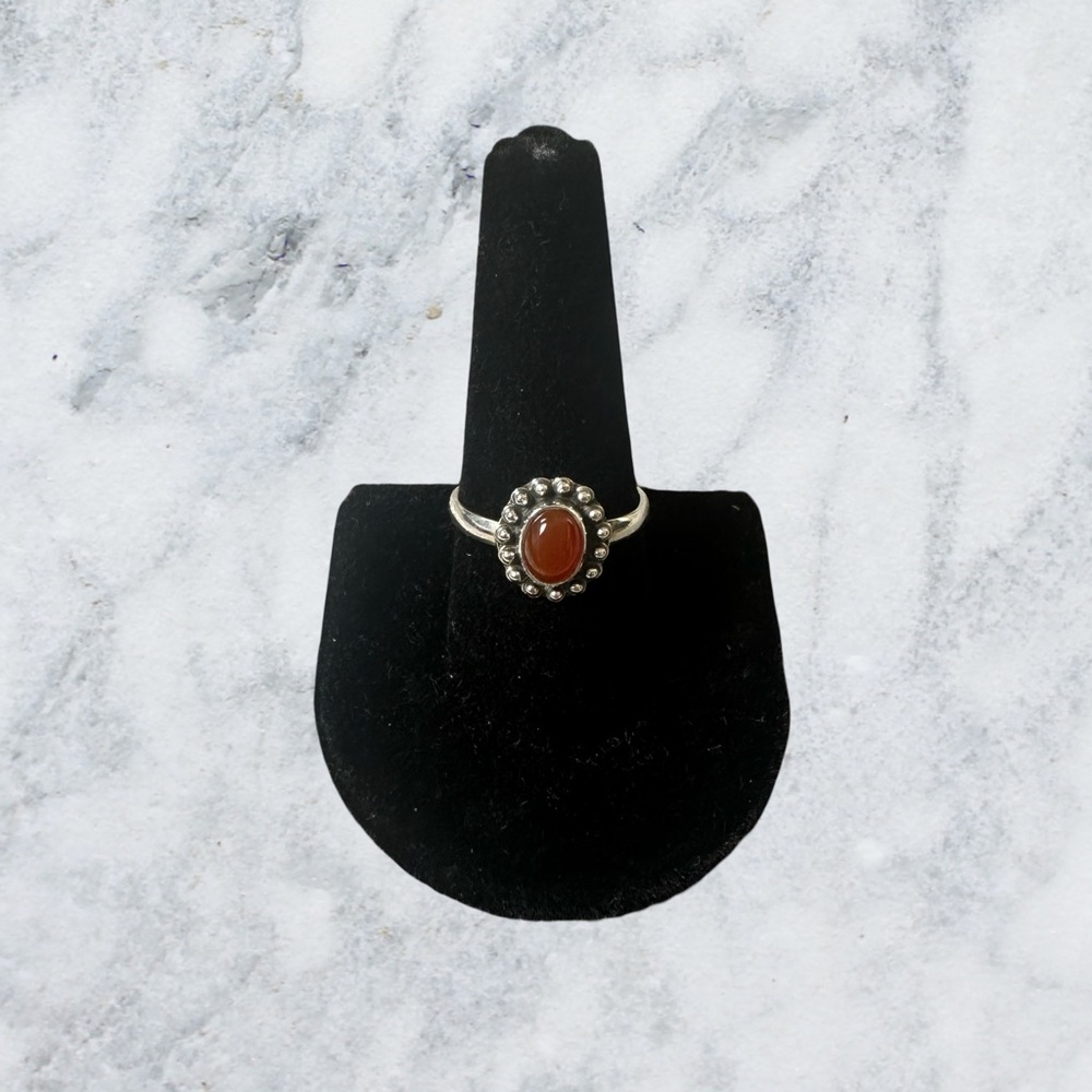 Sterling Silver Carnelian Agate Ring – Size 10